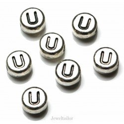 NEW! 1 Letter U Quality Silver Plated Round Alphabet Bead 7mm ~ Ideal For Occasion Name Bracelets, Card Making & Other Craft Activities